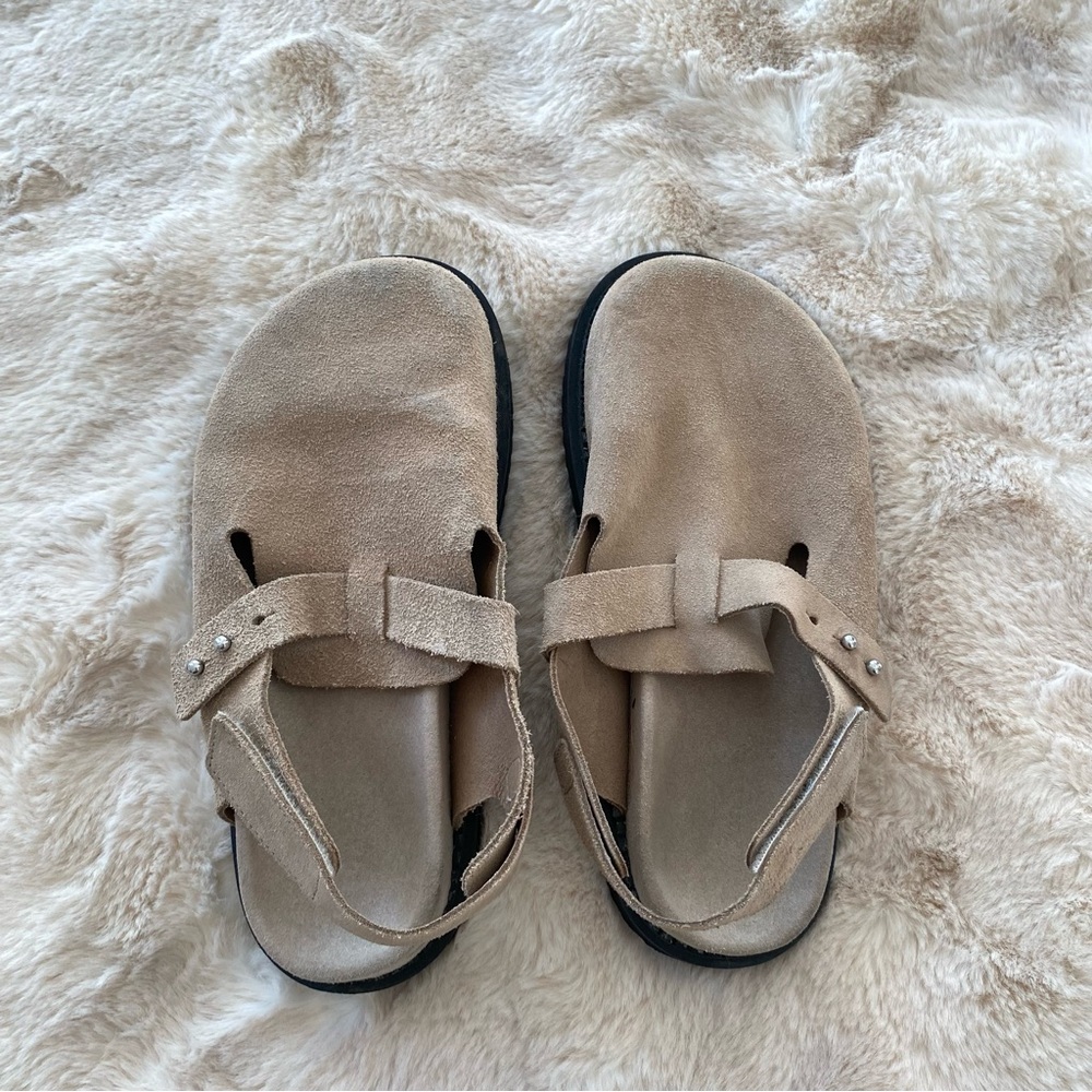 Zara suede slides
